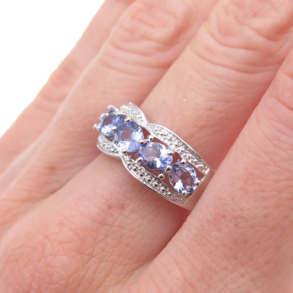Chuck Clemency 925 Sterling Silver Real Oval-Cut Tanzanite Ring Size 8.25