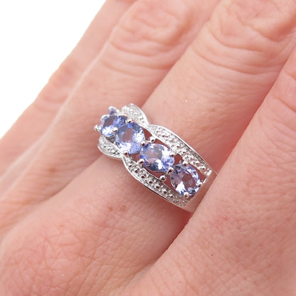Chuck Clemency 925 Sterling Silver Real Oval-Cut Tanzanite Ring Size 8.25