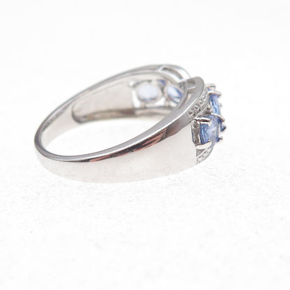 Chuck Clemency 925 Sterling Silver Real Oval-Cut Tanzanite Ring Size 8.25