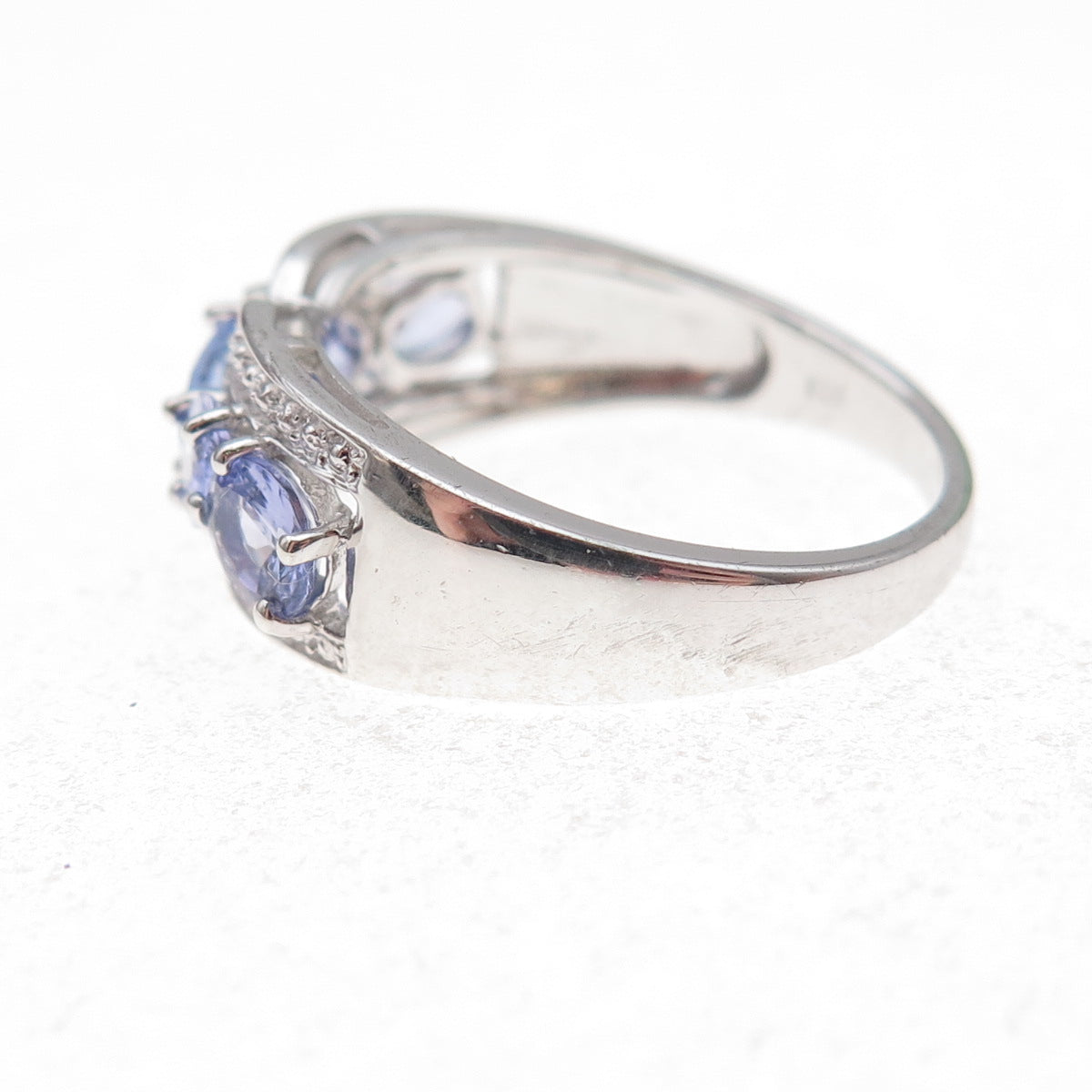 Chuck Clemency 925 Sterling Silver Real Oval-Cut Tanzanite Ring Size 8.25