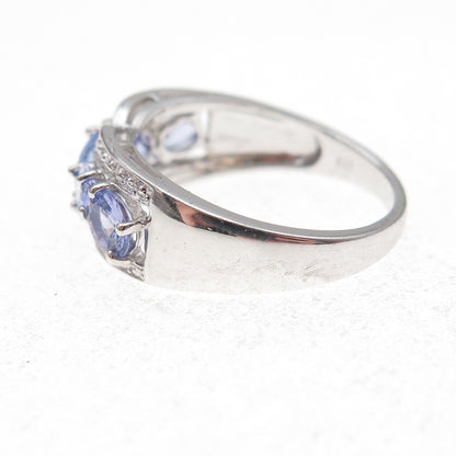 Chuck Clemency 925 Sterling Silver Real Oval-Cut Tanzanite Ring Size 8.25