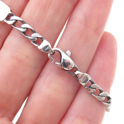 925 Sterling Silver 18K Gold Vintage Italy Figaro Link Bracelet 7.25"