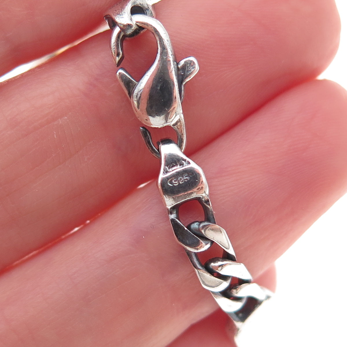 925 Sterling Silver 18K Gold Vintage Italy Figaro Link Bracelet 7.25"