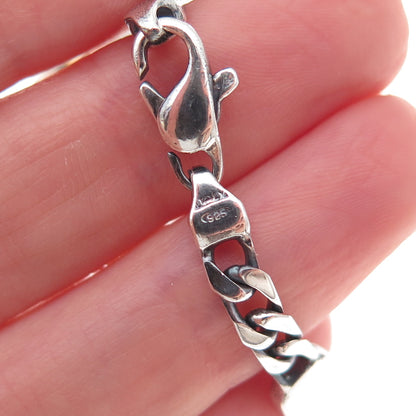925 Sterling Silver 18K Gold Vintage Italy Figaro Link Bracelet 7.25"