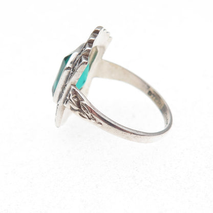 Uncas 925 Sterling Silver Antique Art Deco Rhinestone & Marcasite Ring Size 5.5