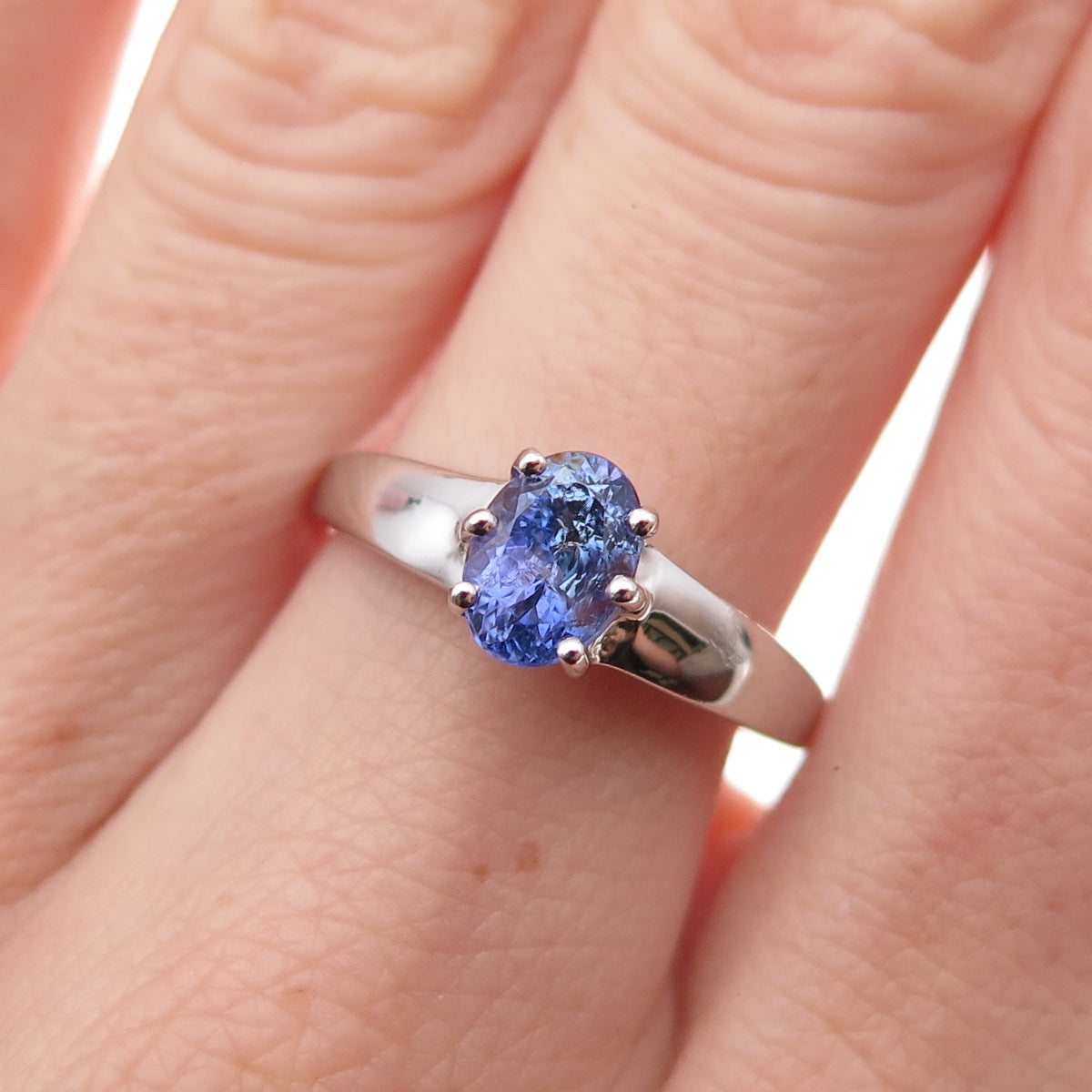 RJ Graziano 925 Sterling Silver Real Oval-Cut Tanzanite Ring Size 7.75