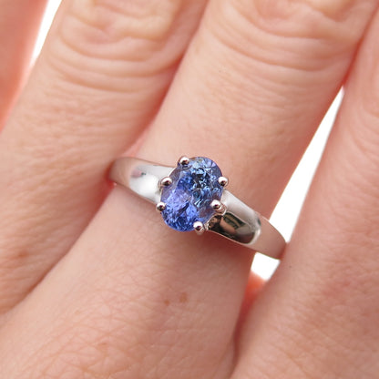 RJ Graziano 925 Sterling Silver Real Oval-Cut Tanzanite Ring Size 7.75