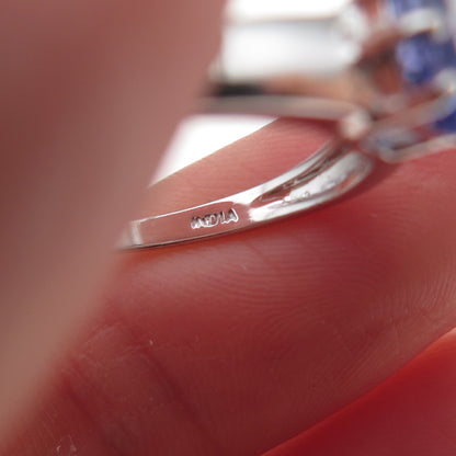 RJ Graziano 925 Sterling Silver Real Oval-Cut Tanzanite Ring Size 7.75