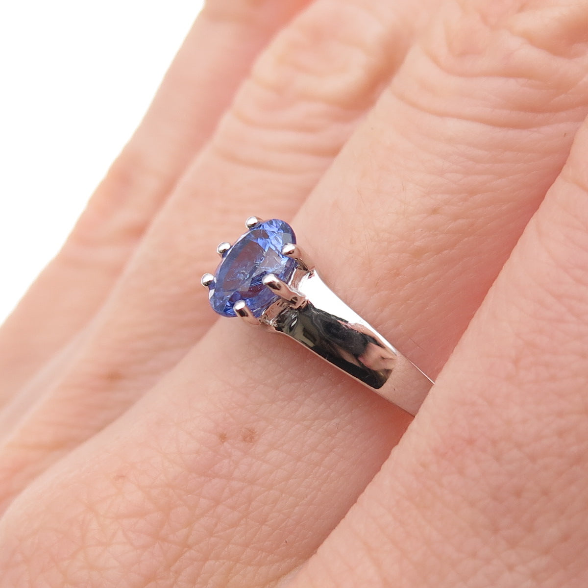 RJ Graziano 925 Sterling Silver Real Oval-Cut Tanzanite Ring Size 7.75