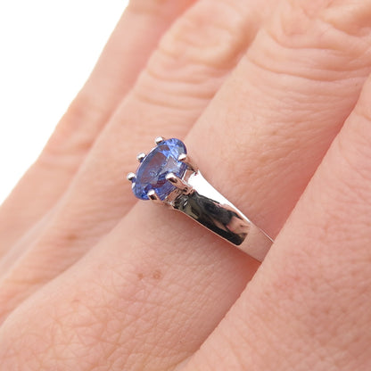 RJ Graziano 925 Sterling Silver Real Oval-Cut Tanzanite Ring Size 7.75