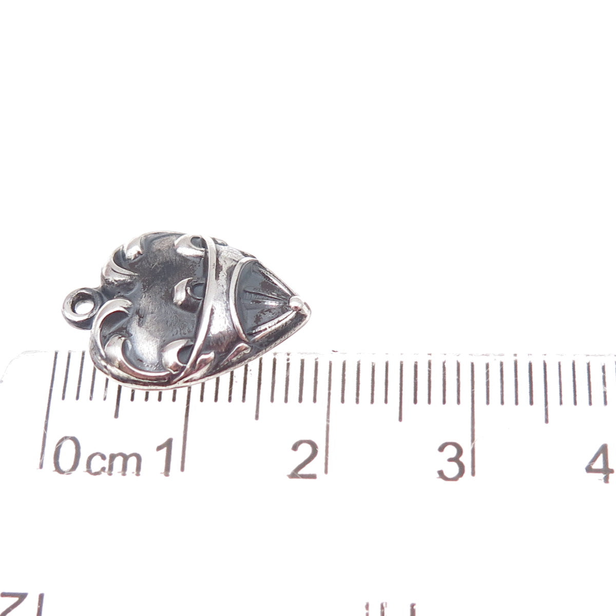 925 Sterling Silver Antique Art Deco Air Balloon Heart Chatelaine Charm Pendant