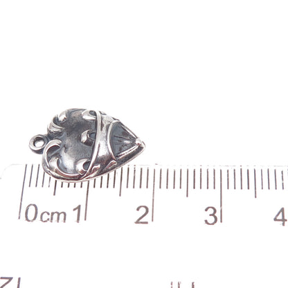 925 Sterling Silver Antique Art Deco Air Balloon Heart Chatelaine Charm Pendant
