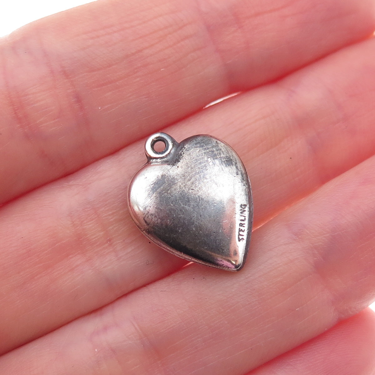 925 Sterling Silver Antique Art Deco Air Balloon Heart Chatelaine Charm Pendant