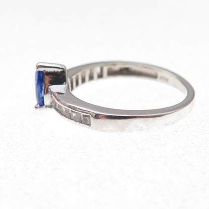 Chuck Clemency 925 Sterling Silver Real Tanzanite & White Topaz Ring Size 8