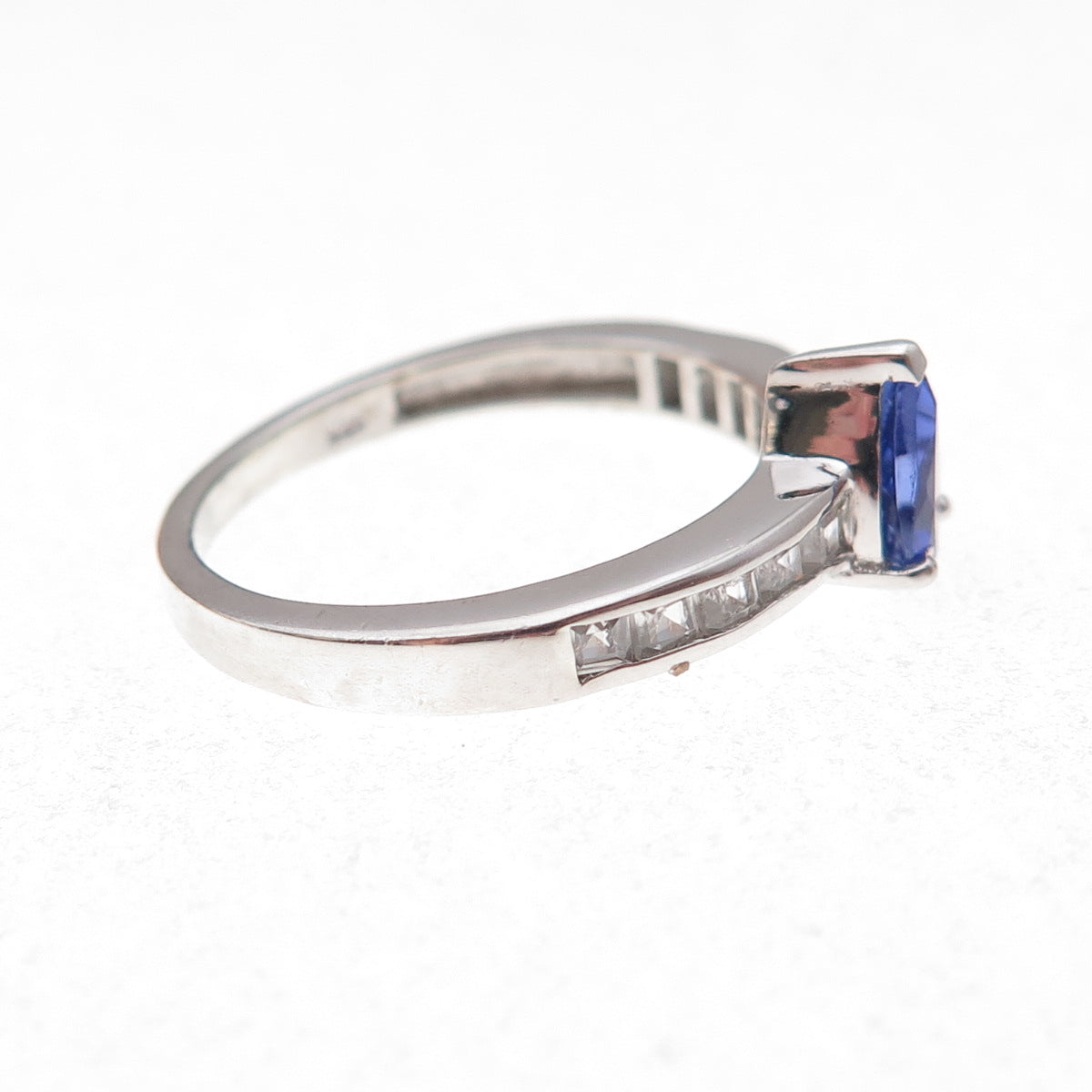 Chuck Clemency 925 Sterling Silver Real Tanzanite & White Topaz Ring Size 8