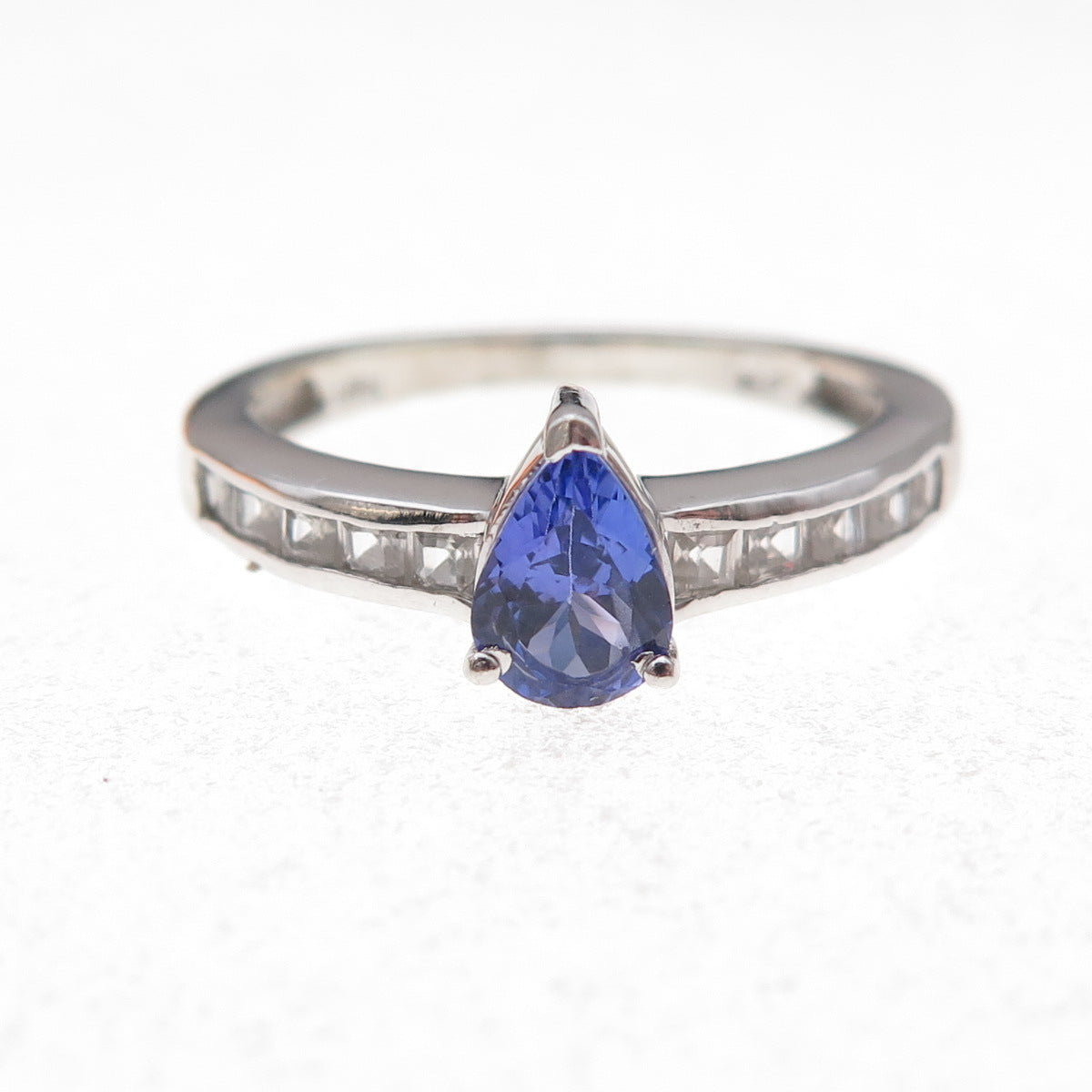 Chuck Clemency 925 Sterling Silver Real Tanzanite & White Topaz Ring Size 8