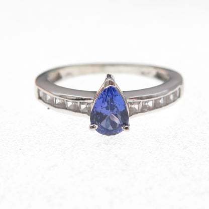 Chuck Clemency 925 Sterling Silver Real Tanzanite & White Topaz Ring Size 8