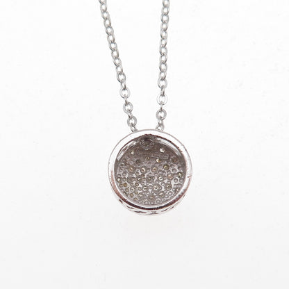 925 Sterling Silver Mexico Real Round-Cut Diamond Cable Chain Necklace 18"