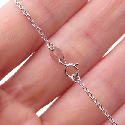 925 Sterling Silver Mexico Real Round-Cut Diamond Cable Chain Necklace 18"