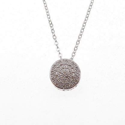 925 Sterling Silver Mexico Real Round-Cut Diamond Cable Chain Necklace 18"
