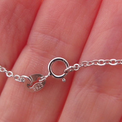 925 Sterling Silver Mexico Real Round-Cut Diamond Cable Chain Necklace 18"