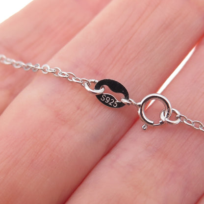 925 Sterling Silver Mexico Real Round-Cut Diamond Cable Chain Necklace 18"