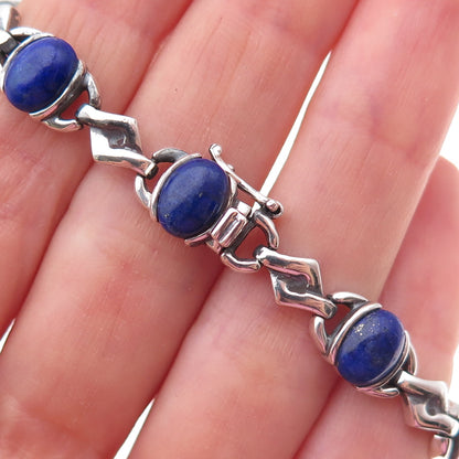 Michelle Albala 925 Sterling Silver Vintage Real Lapis Oxidized Bracelet 7.25"