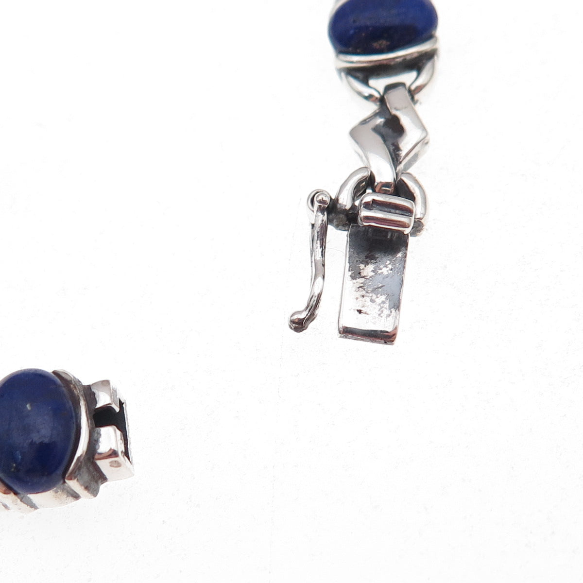 Michelle Albala 925 Sterling Silver Vintage Real Lapis Oxidized Bracelet 7.25"
