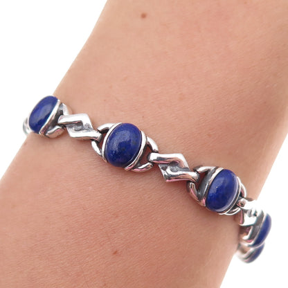 Michelle Albala 925 Sterling Silver Vintage Real Lapis Oxidized Bracelet 7.25"