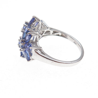 Chuck Clemency 925 Sterling Silver Real Oval & Round-Cut Tanzanite Ring Size 8