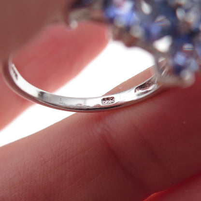 Chuck Clemency 925 Sterling Silver Real Oval & Round-Cut Tanzanite Ring Size 8