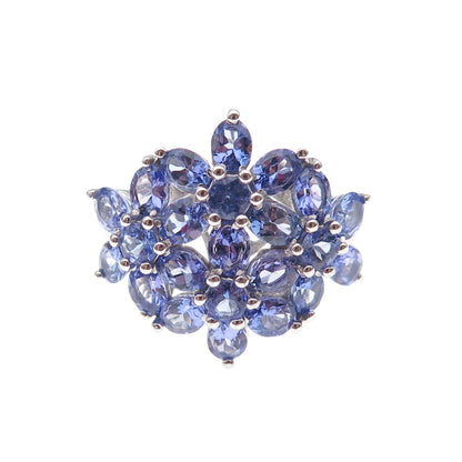 Chuck Clemency 925 Sterling Silver Real Oval & Round-Cut Tanzanite Ring Size 8