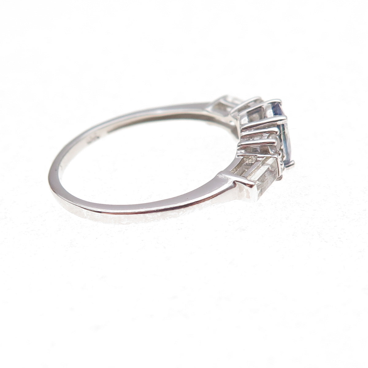 Chuck Clemency 925 Sterling Silver Real Iolite & White Topaz Ring Size 8