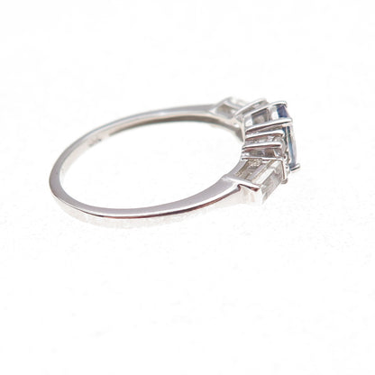 Chuck Clemency 925 Sterling Silver Real Iolite & White Topaz Ring Size 8