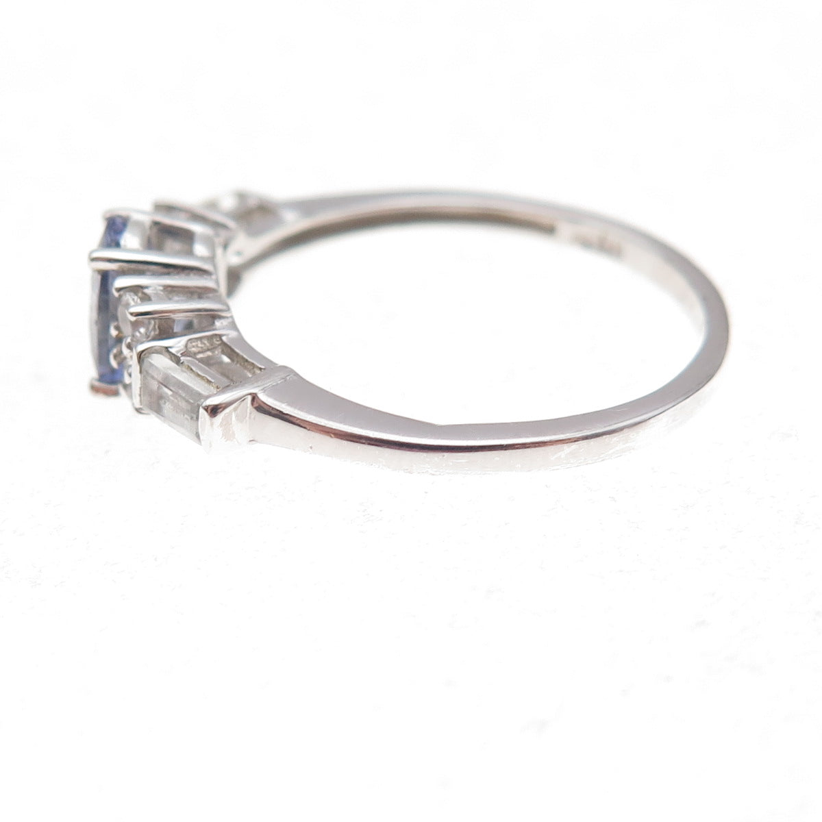 Chuck Clemency 925 Sterling Silver Real Iolite & White Topaz Ring Size 8