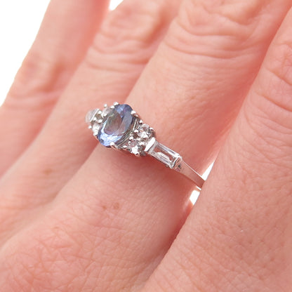 Chuck Clemency 925 Sterling Silver Real Iolite & White Topaz Ring Size 8