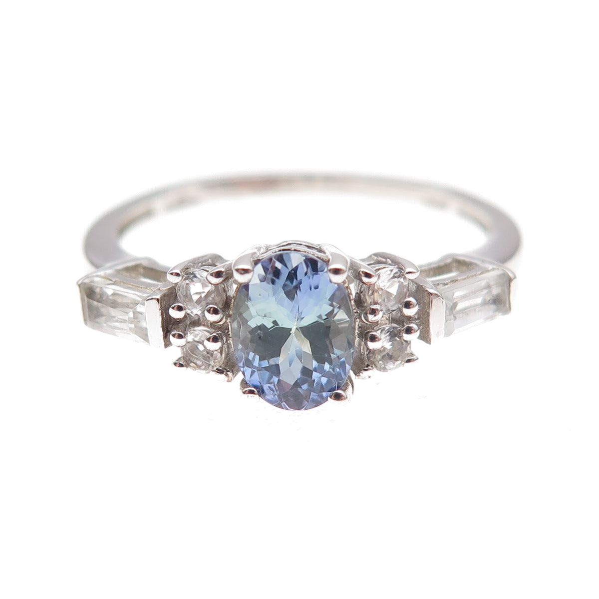 Chuck Clemency 925 Sterling Silver Real Iolite & White Topaz Ring Size 8