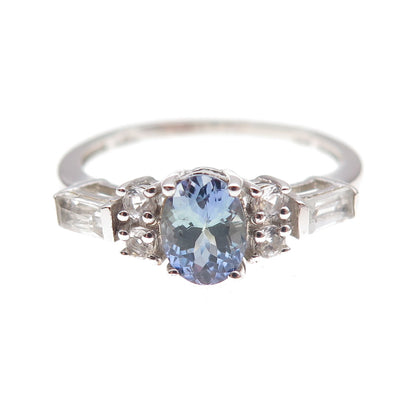 Chuck Clemency 925 Sterling Silver Real Iolite & White Topaz Ring Size 8