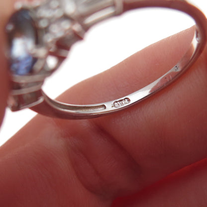 Chuck Clemency 925 Sterling Silver Real Iolite & White Topaz Ring Size 8