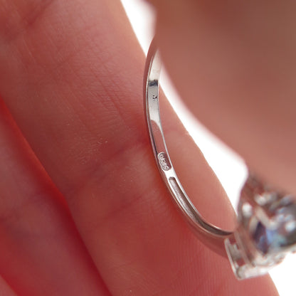 Chuck Clemency 925 Sterling Silver Real Iolite & White Topaz Ring Size 8