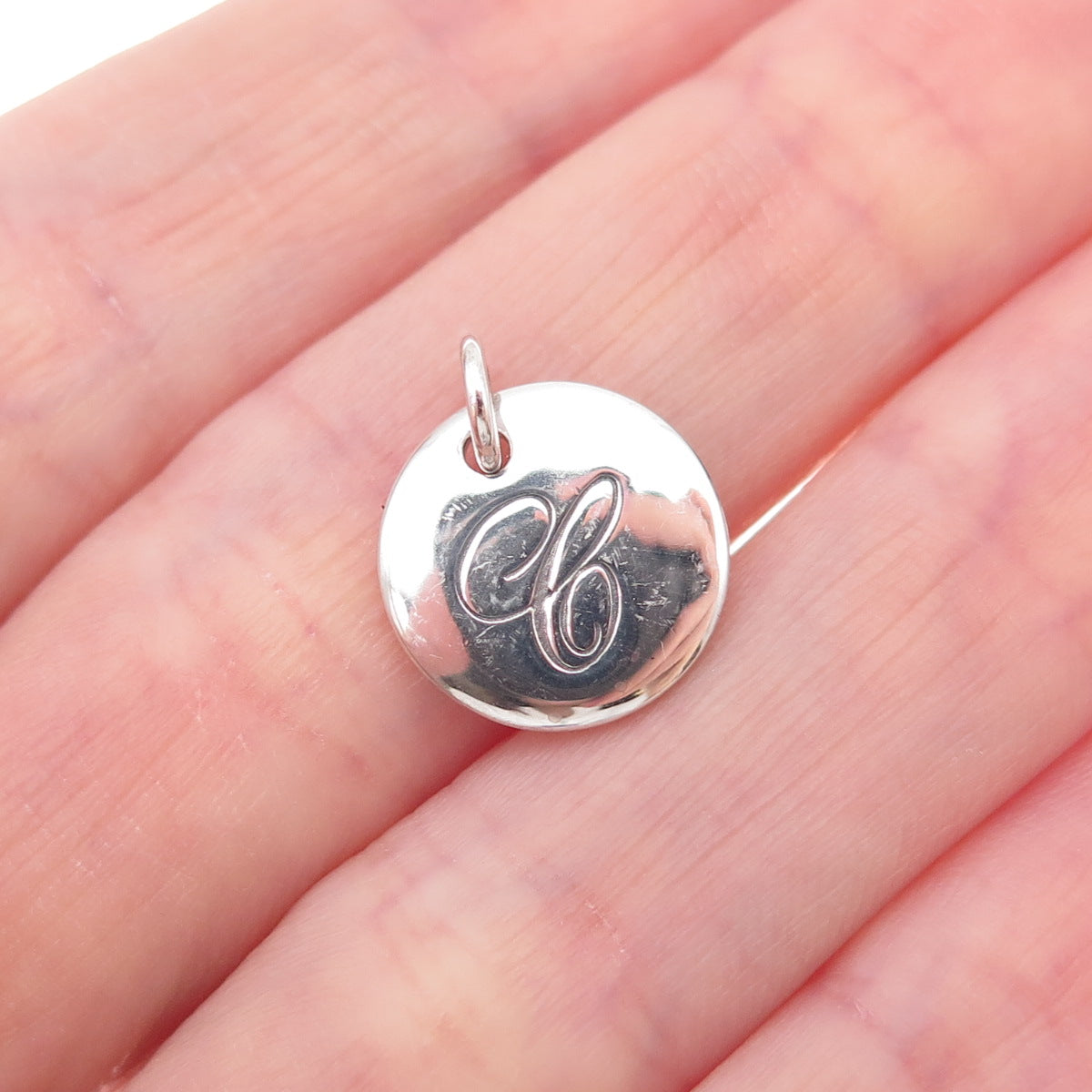Tiffany & Co. 925 Sterling Silver Notes Alphabet Letter C Disc Charm Pendant