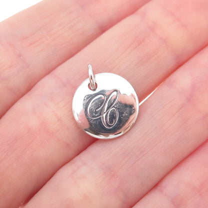 Tiffany & Co. 925 Sterling Silver Notes Alphabet Letter C Disc Charm Pendant
