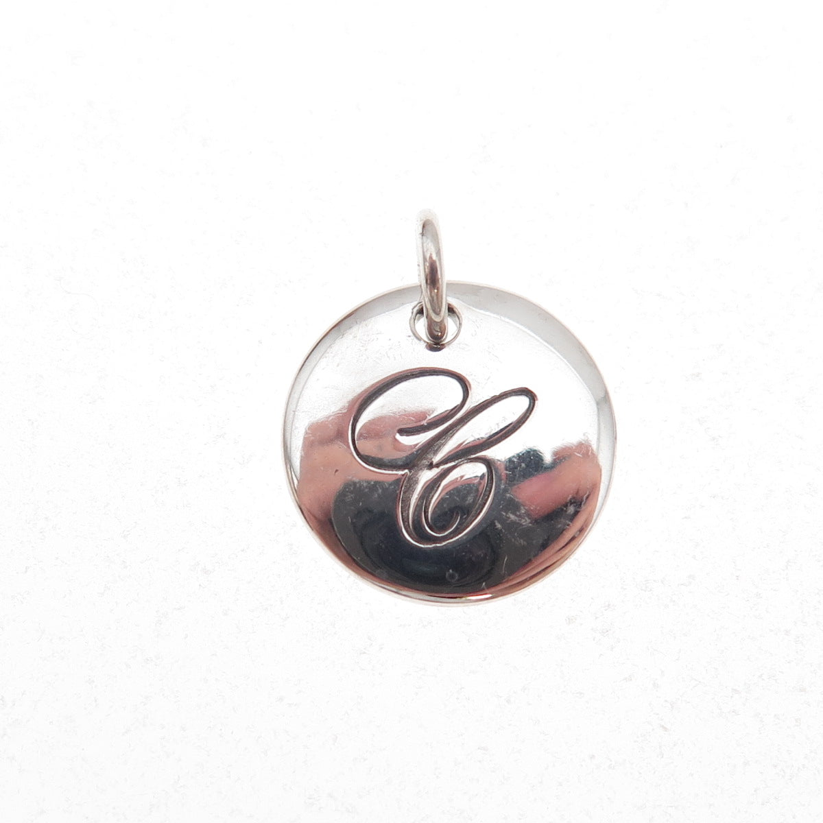 Tiffany & Co. 925 Sterling Silver Notes Alphabet Letter C Disc Charm Pendant