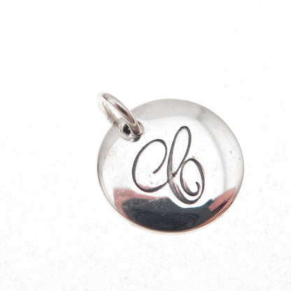 Tiffany & Co. 925 Sterling Silver Notes Alphabet Letter C Disc Charm Pendant