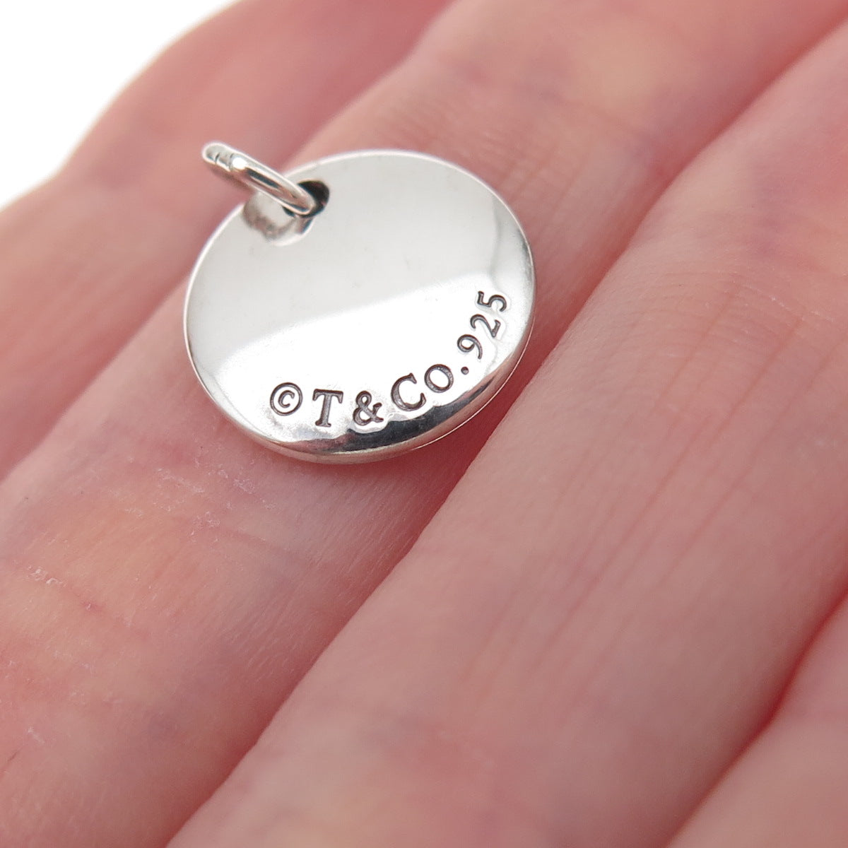 Tiffany & Co. 925 Sterling Silver Notes Alphabet Letter C Disc Charm Pendant