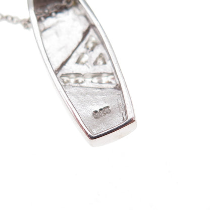 925 Sterling Silver Real Opal & C Z Cable Chain Necklace 18"