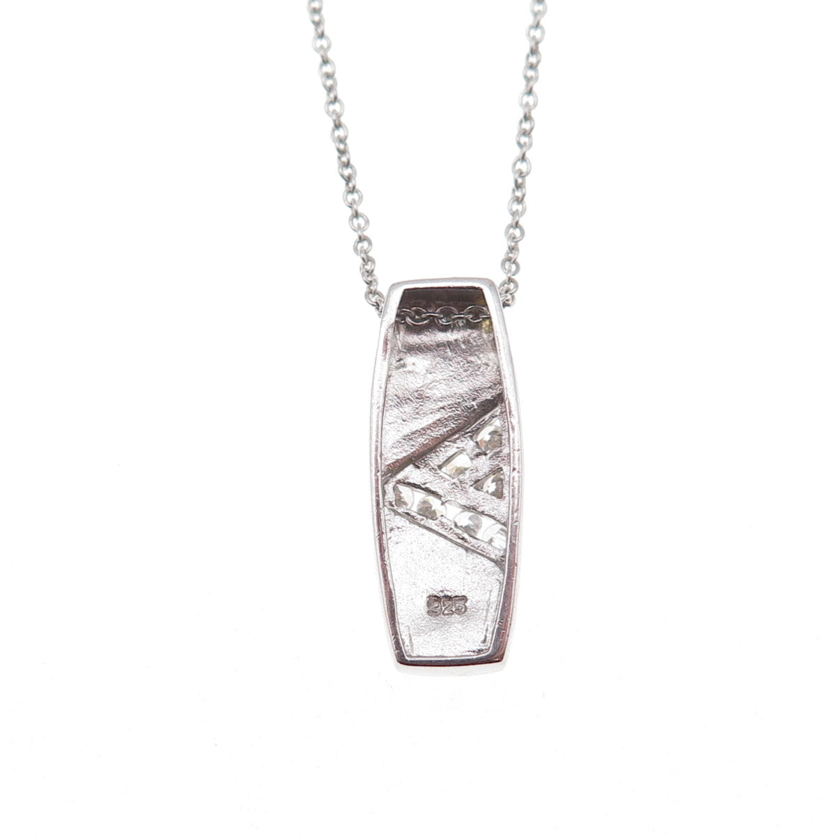 925 Sterling Silver Real Opal & C Z Cable Chain Necklace 18"