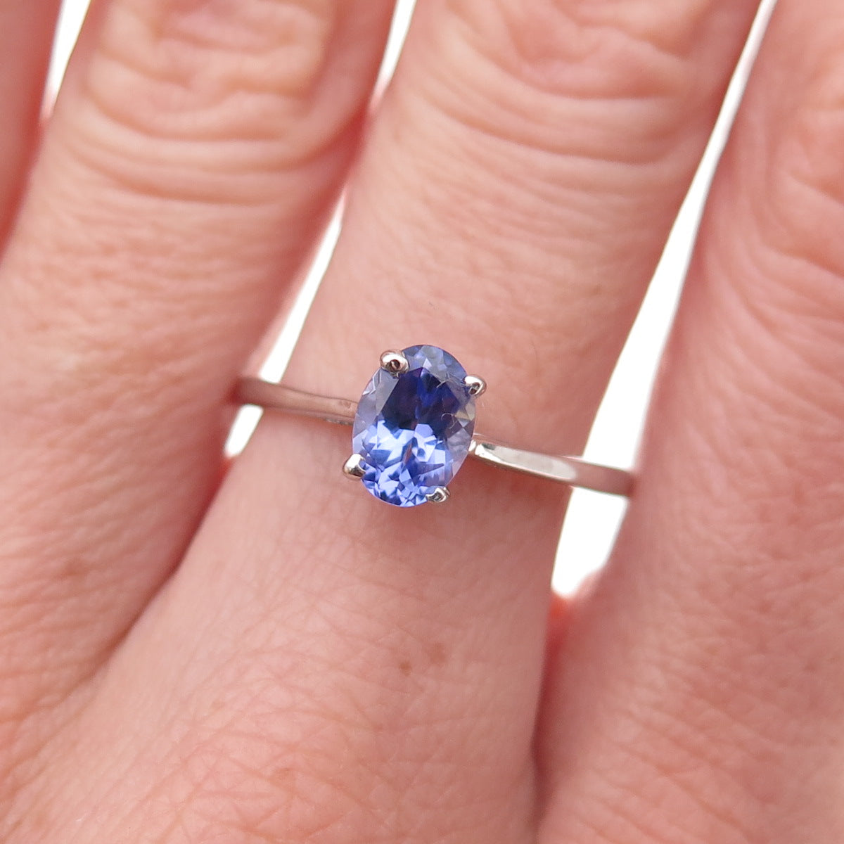 Chuck Clemency 925 Sterling Silver Real Oval-Cut Tanzanite Ring Size 8