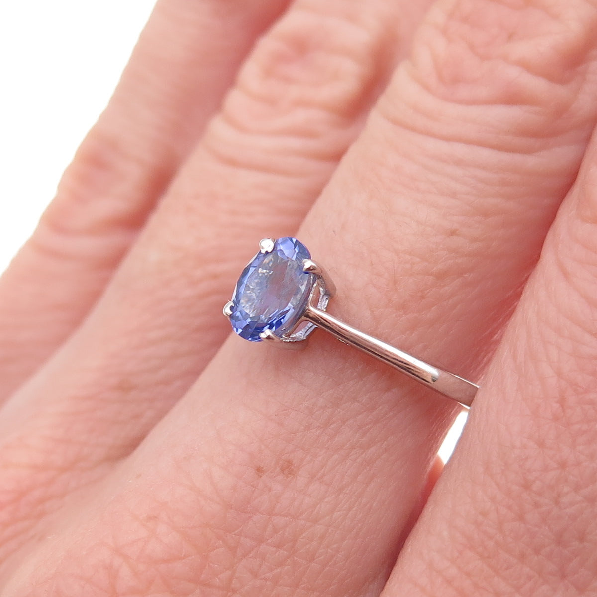 Chuck Clemency 925 Sterling Silver Real Oval-Cut Tanzanite Ring Size 8