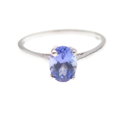 Chuck Clemency 925 Sterling Silver Real Oval-Cut Tanzanite Ring Size 8